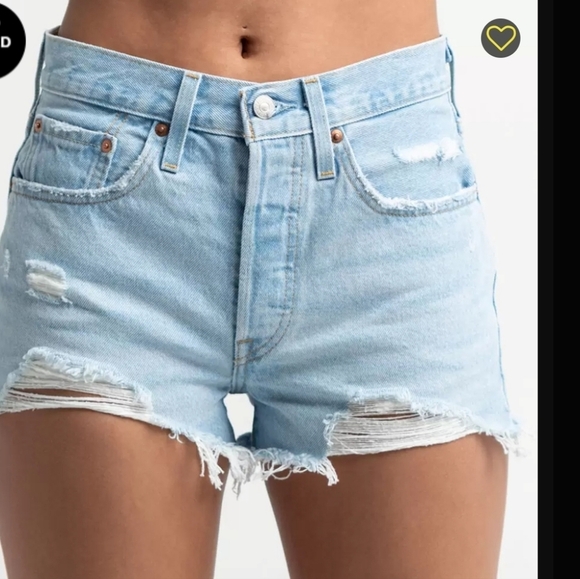 LEVIS PREMIUM 501 HIGH RISE DENIM SHORTS IN OJAI TOP SZ 28 PERFECT CONDITION - Picture 3 of 16